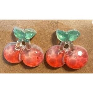 Handmade Cherry Stud Earrings Fashion Jewelry Women Girls-Gift 4 her-Alloy Studs